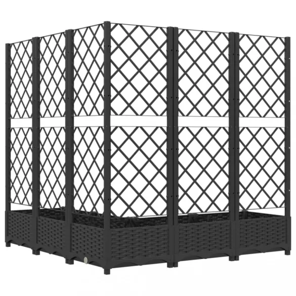 fekete polipropilén rácsos kerti ültetőláda 120 x 120 x 121,5cm