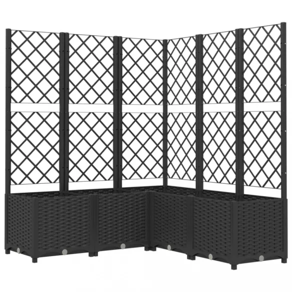 fekete polipropilén rácsos kerti ültetőláda 120 x 120 x 136 cm