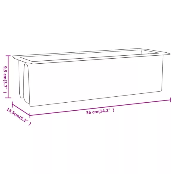 12 db szürke polipropilén virágláda raklapokhoz 36x13,5x9,5 cm