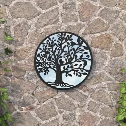   fekete kerek vas kerti tükör kültéri használatra 40 x 2,5 cm