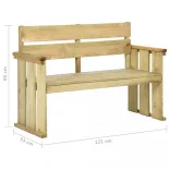 impregnált fenyőfa kerti pad 121 cm