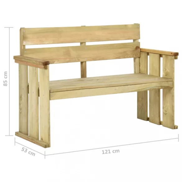 impregnált fenyőfa kerti pad 121 cm