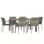 7 részes szürke polyrattan kerti étkezőgarnitúra párnával