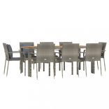 9 részes szürke polyrattan kerti étkezőgarnitúra párnával