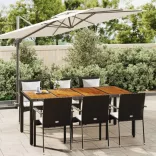 7 részes fekete polyrattan kerti étkezőgarnitúra párnával