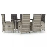 7 részes szürke polyrattan kerti étkezőgarnitúra párnával