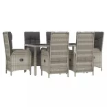 7 részes szürke polyrattan kerti étkezőgarnitúra párnával