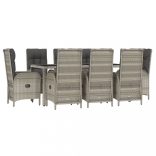 9 részes szürke polyrattan kerti étkezőgarnitúra párnával