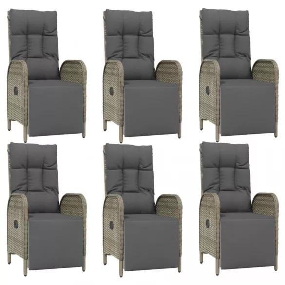 7 részes szürke polyrattan kerti étkezőgarnitúra párnával