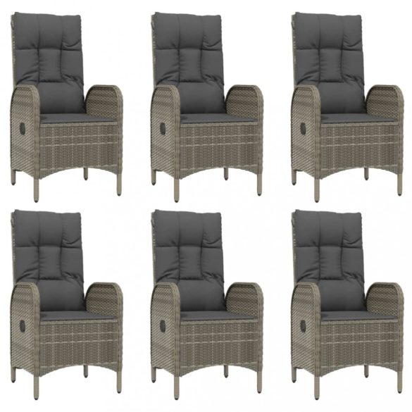 9 részes szürke polyrattan kerti étkezőgarnitúra párnával