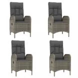 7 részes szürke polyrattan kerti étkezőgarnitúra párnával