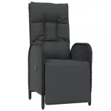 7 részes fekete polyrattan kerti étkezőgarnitúra párnával