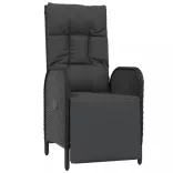 9 részes fekete polyrattan kerti étkezőgarnitúra párnákkal