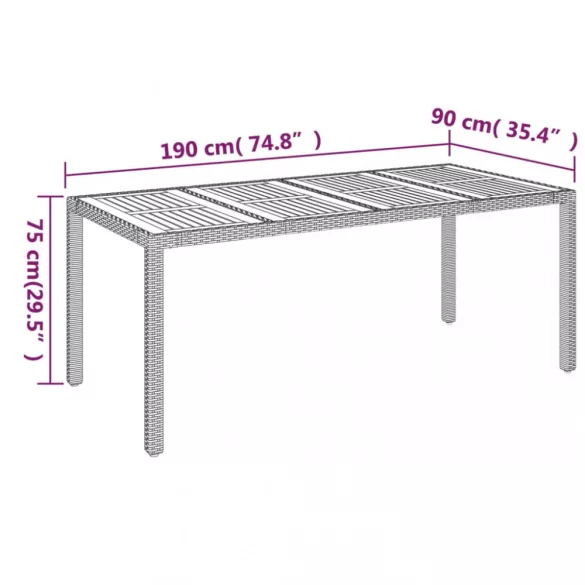 9 részes fekete polyrattan kerti étkezőgarnitúra párnákkal