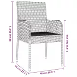 11 részes fekete-szürke polyrattan étkezőgarnitúra párnákkal