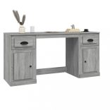 szürke sonoma színű szerelt fa íróasztal szekrénnyel