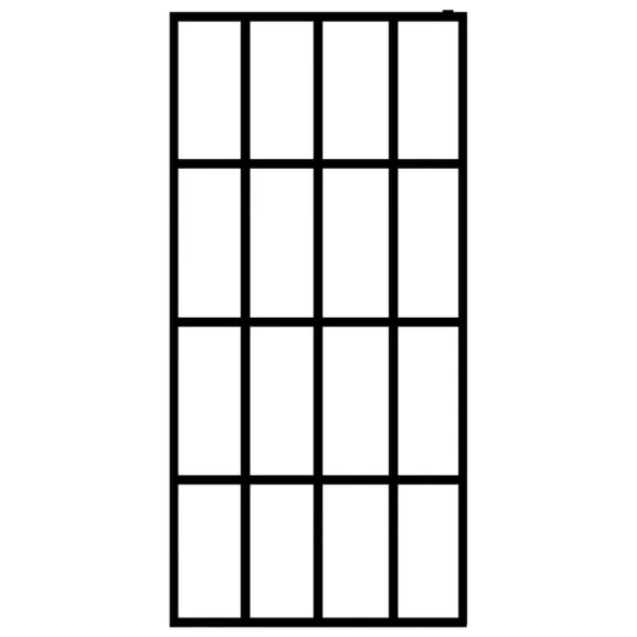 fekete ESG üveg és alumínium zuhanyfal polccal 80 x 195 cm