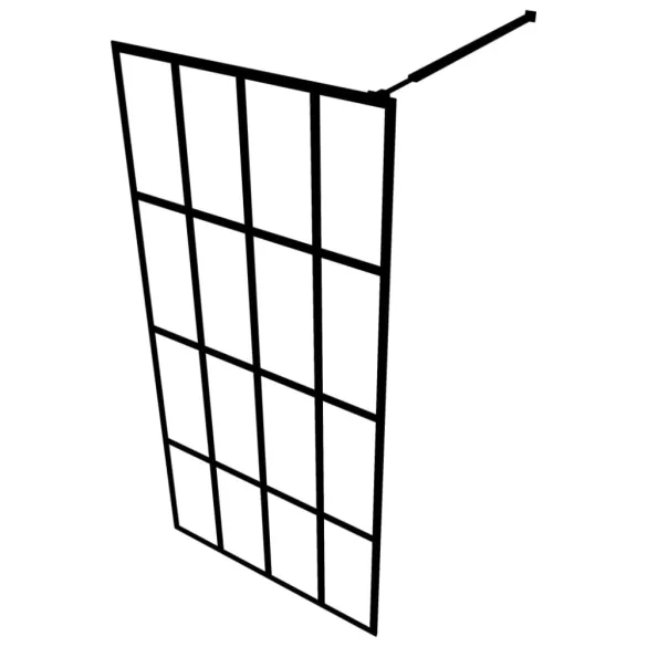 fekete ESG üveg és alumínium zuhanyfal polccal 80 x 195 cm