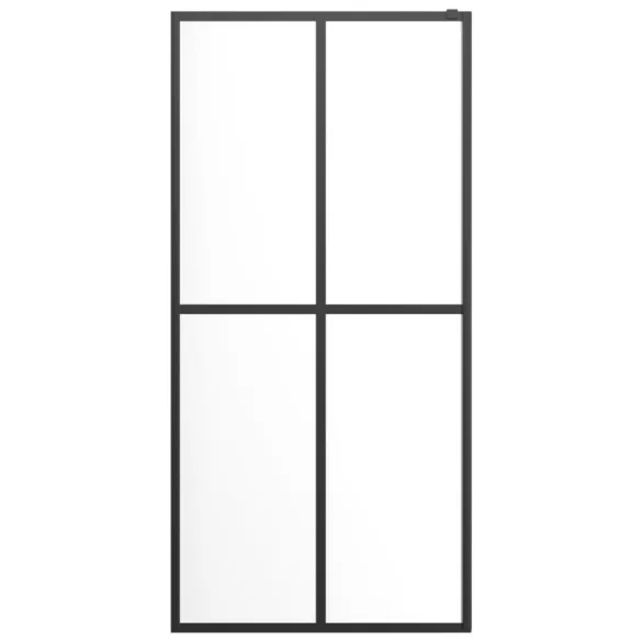 fekete ESG üveg és alumínium zuhanyfal polccal 80 x 195 cm