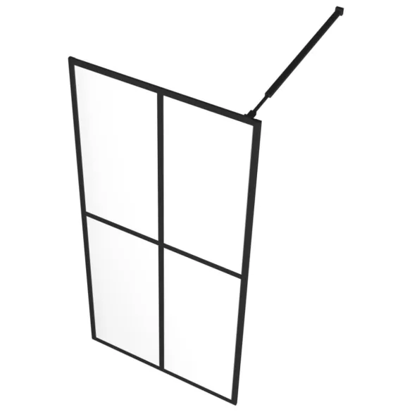 fekete ESG üveg és alumínium zuhanyfal polccal 80 x 195 cm