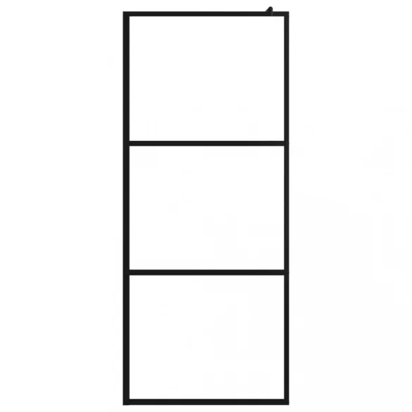 fekete ESG üveg és alumínium zuhanyfal polccal 80 x 195 cm