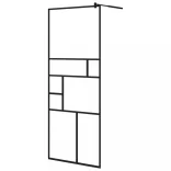 fekete ESG üveg és alumínium zuhanyfal polccal 80 x 195 cm