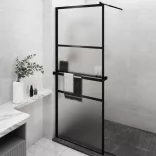 fekete ESG üveg és alumínium zuhanyfal polccal 80 x 195 cm