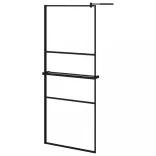 fekete ESG üveg és alumínium zuhanyfal polccal 80 x 195 cm
