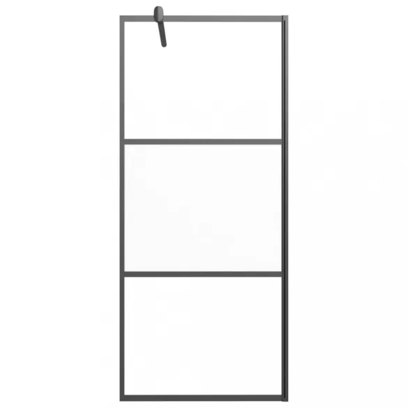 fekete ESG üveg és alumínium zuhanyfal polccal 80 x 195 cm