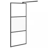 fekete ESG üveg és alumínium zuhanyfal polccal 80 x 195 cm