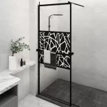 fekete ESG üveg és alumínium zuhanyfal polccal 80 x 195 cm