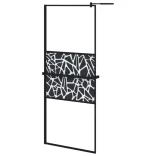 fekete ESG üveg és alumínium zuhanyfal polccal 80 x 195 cm