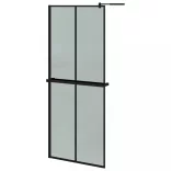 fekete ESG üveg és alumínium zuhanyfal polccal 80 x 195 cm