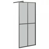 fekete ESG üveg és alumínium zuhanyfal polccal 80 x 195 cm
