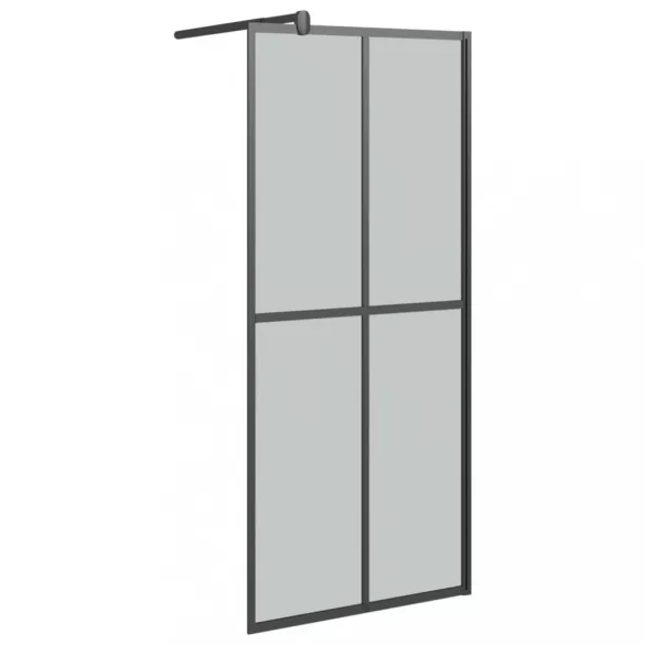 fekete ESG üveg és alumínium zuhanyfal polccal 80 x 195 cm