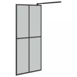 fekete ESG üveg és alumínium zuhanyfal polccal 80 x 195 cm