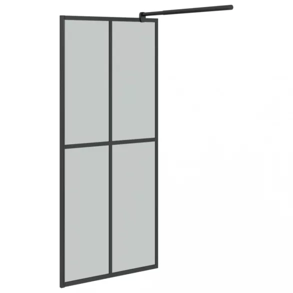 fekete ESG üveg és alumínium zuhanyfal polccal 80 x 195 cm