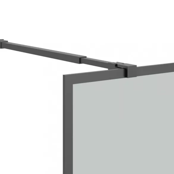 fekete ESG üveg és alumínium zuhanyfal polccal 80 x 195 cm