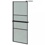 fekete ESG üveg és alumínium zuhanyfal polccal 80 x 195 cm