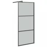 fekete ESG üveg és alumínium zuhanyfal polccal 80 x 195 cm