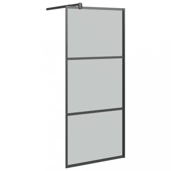 fekete ESG üveg és alumínium zuhanyfal polccal 80 x 195 cm
