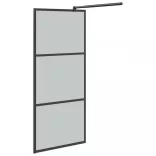 fekete ESG üveg és alumínium zuhanyfal polccal 80 x 195 cm