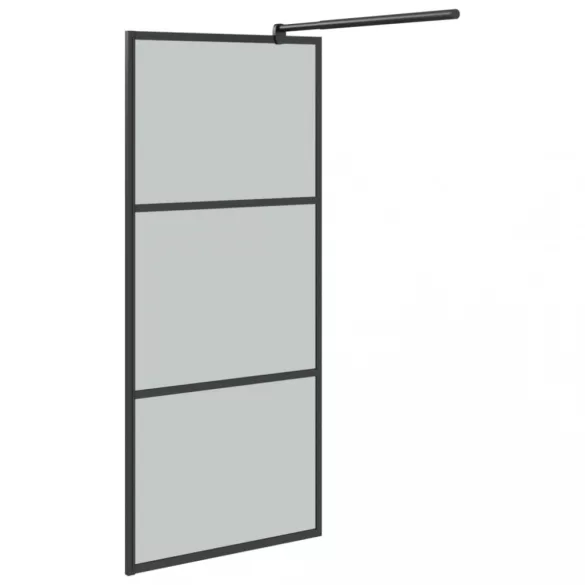 fekete ESG üveg és alumínium zuhanyfal polccal 80 x 195 cm