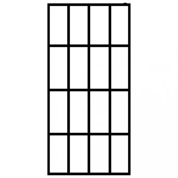 fekete ESG üveg és alumínium zuhanyfal polccal 90 x 195 cm