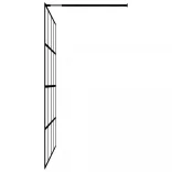 fekete ESG üveg és alumínium zuhanyfal polccal 90 x 195 cm