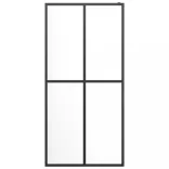 fekete ESG üveg és alumínium zuhanyfal polccal 90 x 195 cm