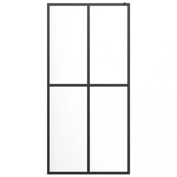 fekete ESG üveg és alumínium zuhanyfal polccal 90 x 195 cm