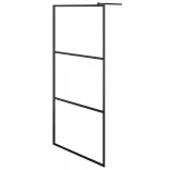 fekete ESG üveg és alumínium zuhanyfal polccal 90 x 195 cm