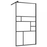 fekete ESG üveg és alumínium zuhanyfal polccal 90 x 195 cm