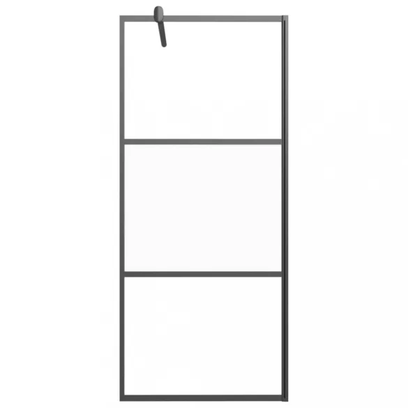 fekete ESG üveg és alumínium zuhanyfal polccal 90 x 195 cm